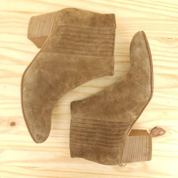 Vince. Women's Ankle Boots Sz 10 Brown Suede Stacked Heel Western Boho Booties - Picture 6 of 10